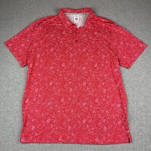 Puma Volition Polo Shirt‎ Mens Large Red America Bandana Paisley Polyester Golf